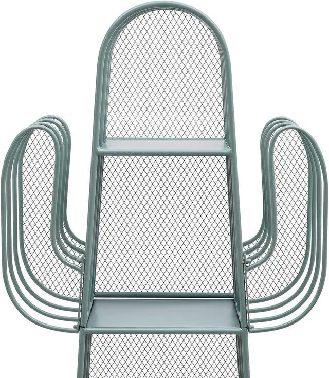 Alt view image 6 of 7 - 4 Tier Bookshelf, Green Cactus Bookcase Freestanding Bookshelves Metal Storage Organizer Corner Display Rack Cabinet for Bedroom Living Room Office