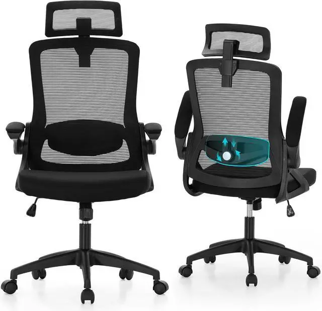 Main image of Ergonomic Office Desk Chair, Breathable Mesh Computer Chair with Adjustable Lumbar Support, Headrest and Flip up Armrests, Comfortable Task/Executive Chair for Home Office