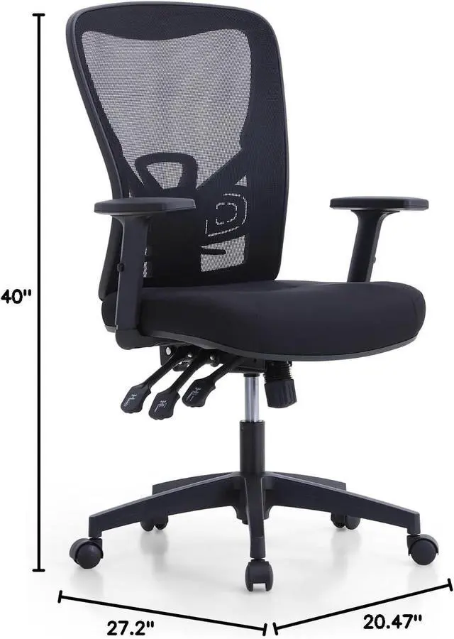 Alt view image 3 of 13 - Ergonomic Mesh Office Chair, High Back Computer Task Chair Desk Chair with Adjustable Armrest and Lumbar Support for Home Office