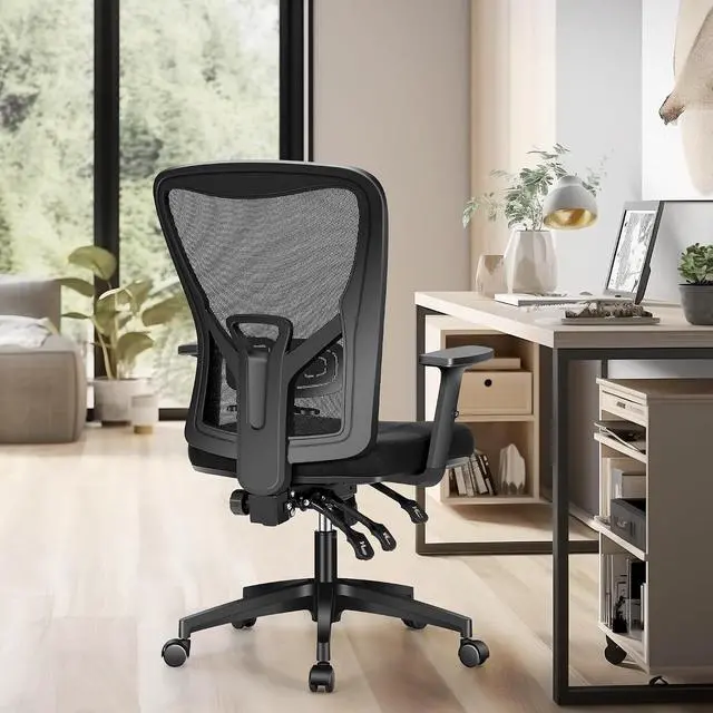 Alt view image 2 of 13 - Ergonomic Mesh Office Chair, High Back Computer Task Chair Desk Chair with Adjustable Armrest and Lumbar Support for Home Office