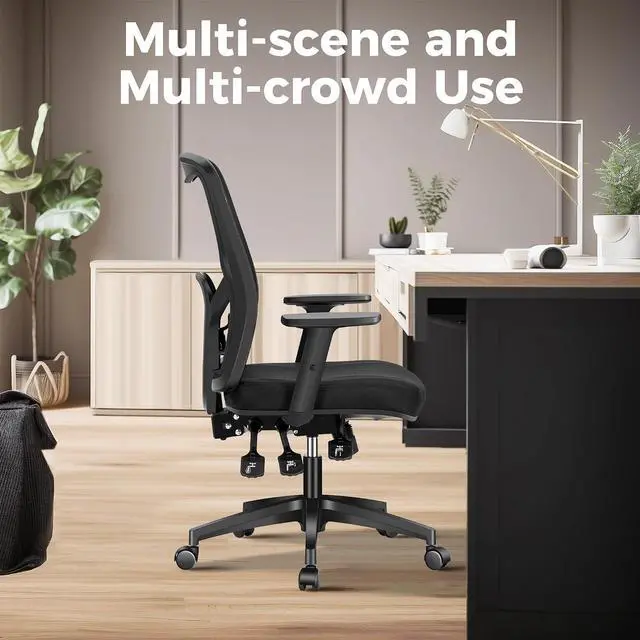 Alt view image 4 of 13 - Ergonomic Mesh Office Chair, High Back Computer Task Chair Desk Chair with Adjustable Armrest and Lumbar Support for Home Office