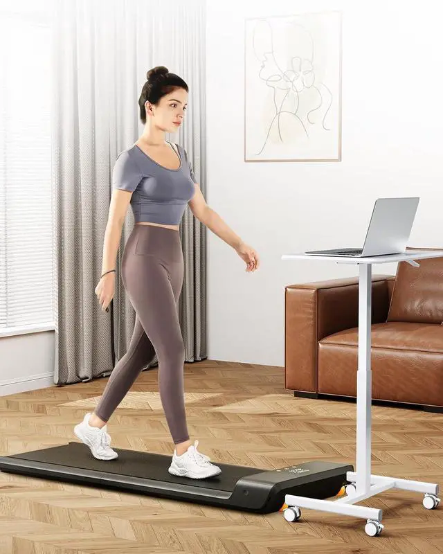 Alt view image 5 of 7 - Standing Desk Small Rolling Desk with Lockable Wheels, Mobile Stand Up Desk Adjustable Height 28-43 Inch, Portable Laptop Desk, Small Computer Standing Table Sit Stand White