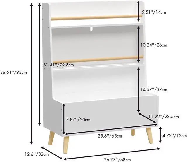 Alt view image 2 of 6 - White Bookshelf Storage Organizer Cabinet, Multifunctional 3-4 Tier Book Shelf with Bookcase Display Stand in Living Room Playroom Bedroom (B8-3)