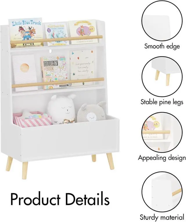 Alt view image 5 of 6 - White Bookshelf Storage Organizer Cabinet, Multifunctional 3-4 Tier Book Shelf with Bookcase Display Stand in Living Room Playroom Bedroom (B8-3)