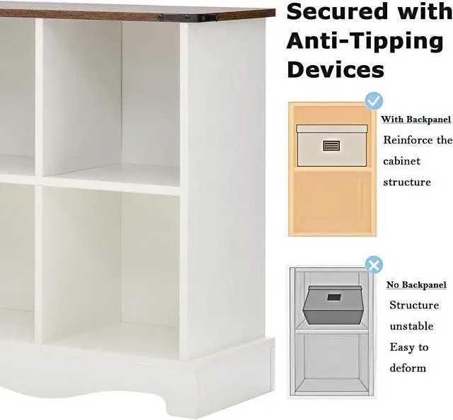 Alt view image 5 of 7 - 8 Cube Storage Organizer, Wood Cube Bookshelf with LED Lights, Horizontal 11 inch Storage Cubes, Kids Bookshelf, Display Cabinet Cubby Shelf for Living Room Home Office Bedroom, White Shelf Organizer
