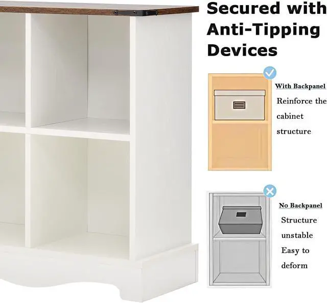 Alt view image 6 of 7 - 6 Cube Storage Organizer, Wood Cube Bookshelf with LED Lights, Horizontal 11 inch Storage Cubes, Kids Bookshelf, Display Cabinet Cubby Shelf for Living Room Home Office Bedroom, White Shelf Organizer