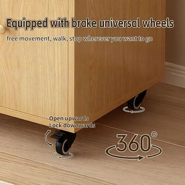 Alt view image 4 of 7 - 4-Tier Rotating Bookshelf with Storage & 360° Lockable Wheels, Display Spinning Bookshelves Floor Standing Narrow Shelving Storage Organizer Tower for Bedroom Living Room Study Room