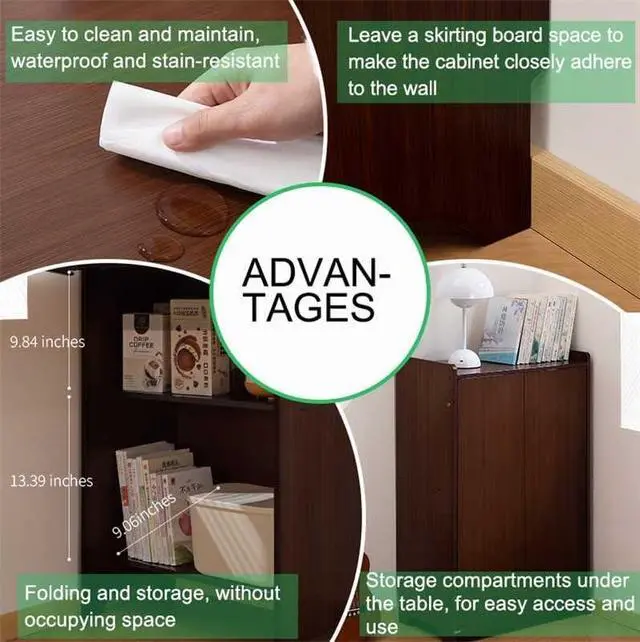 Alt view image 6 of 7 - Bamboo Folding Desk, Mid Century Fold Out Table with Hidden Storage and Built-in Socket, Fold Out Table for Small Spaces,Home Office and Bedroom