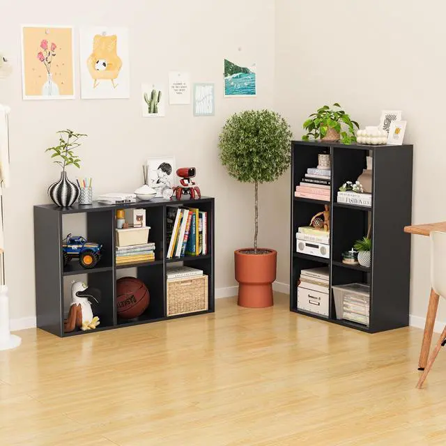 Alt view image 6 of 6 - 6 Cube Storage Organizer, Metal Cubby Storage Shelf, Small Box Bookshelf, Short Open Bookcase for Bedroom, Office, Living Room, Toy & Closet Organization, Black