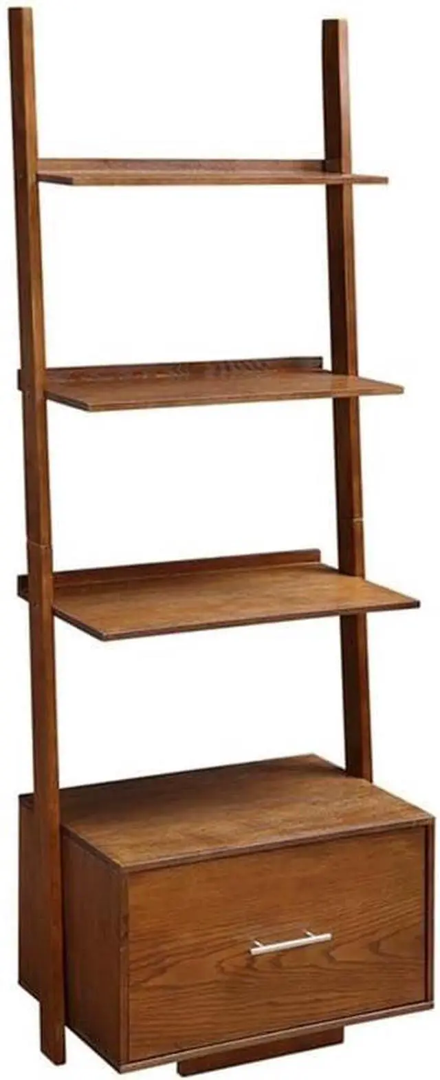 Main image of 3 tier American Heritage Ladder Bookcase with File Drawer, Dark Walnut