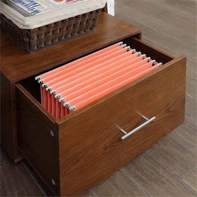 Alt view image 4 of 6 - 3 tier American Heritage Ladder Bookcase with File Drawer, Dark Walnut