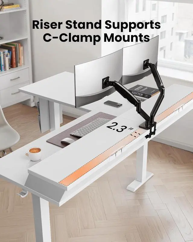 Alt view image 4 of 7 - L Shaped Electric Standing Desk, 63" Ergonomic Corner Height Adjustable Desk with Drawers, Sit Stand Computer Table with Storage for Work Office Home, White