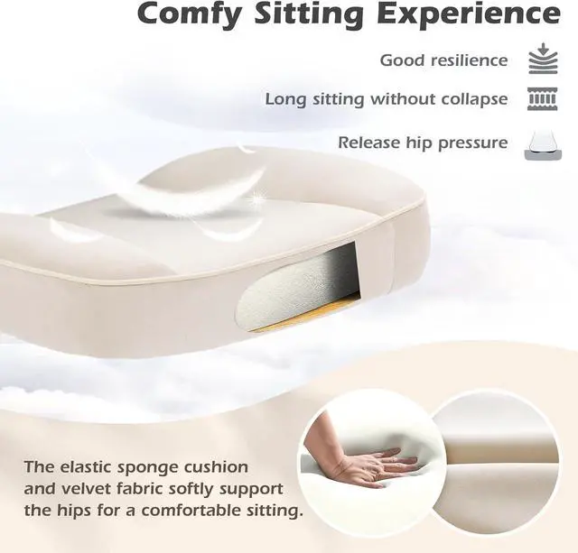 Alt view image 7 of 7 - Home Office Desk Chairs with Wheels and Armrests,Office Chair Comfortable Ergonomic Mesh with Teddy Fleece Fabric Executive Computer Chairs for Adults and Teens,Beige