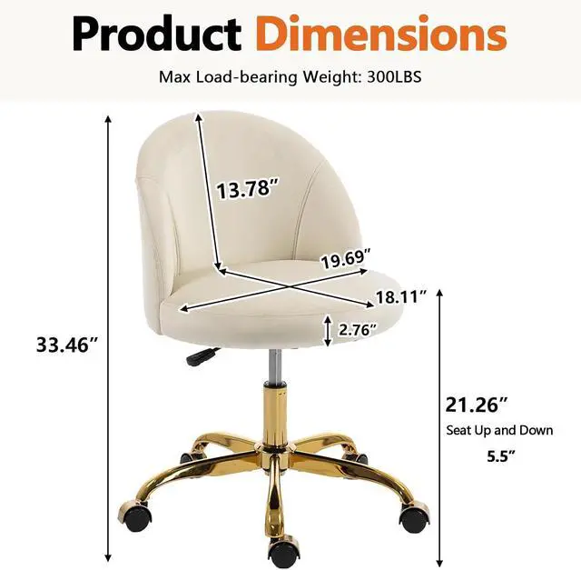 Alt view image 2 of 7 - Pink Vanity Desk Chair Comfy with Back and Wheels,Velvet Rolling Office Chair for Vanity Makeup Room,Height Adjustable,360 Swivel (White)