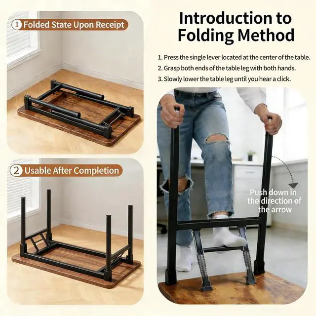 Alt view image 5 of 7 - Small Folding Computer Desk - 39.4 Inch Foldable Small Spaces Compact Desk,No Assembly,Bedroom, Dorm and Apartment,Portable Study for Home Office Table