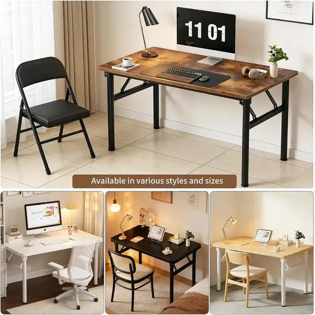 Alt view image 7 of 7 - Small Folding Computer Desk - 39.4 Inch Foldable Small Spaces Compact Desk,No Assembly,Bedroom, Dorm and Apartment,Portable Study for Home Office Table