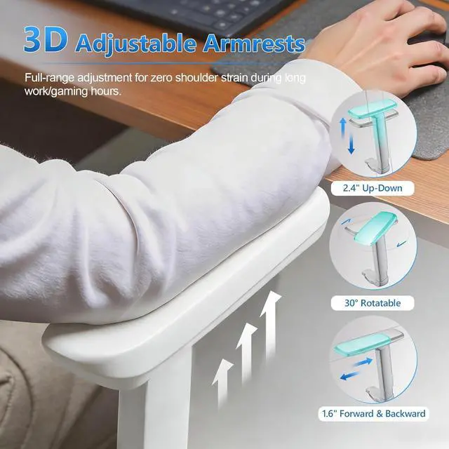 Alt view image 3 of 7 - Office Chair Ergonomic Desk Chair with Lumbar Support and Headrest, Thick Cushion Mesh Computer Chair with Armrest and Tilt Lock, High Back Home Office Desk Chairs for Men Women