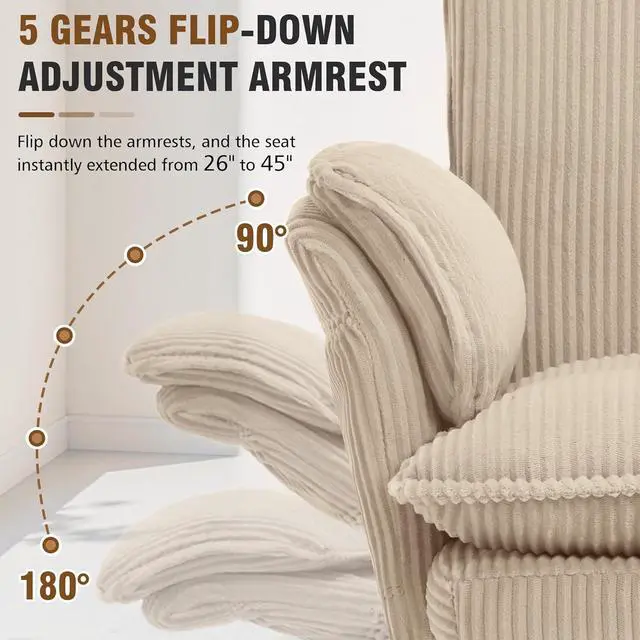 Alt view image 3 of 7 - Criss Cross Chair with Armrests & Wheels for Cross-Legged Sitting, Comfortable High Back Office Chair, Big and Tall Adjustable Swivel Desk Chair for Home, Makeup and Bedroom,Cream