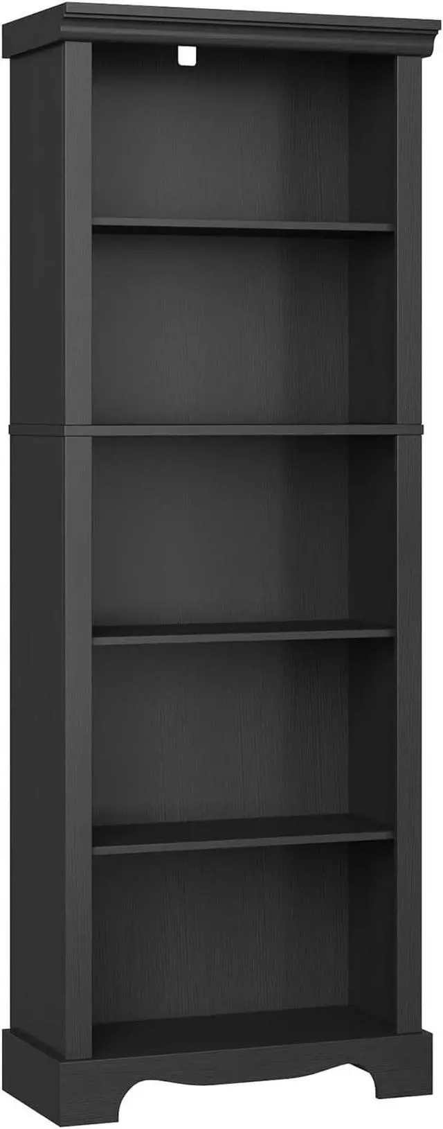 Alt view image 7 of 7 - 5-Tier Bookshelves and Bookcases, 61.1 inch Tall Bookshelf with Ample Storage Space, Wooden Bookcase, Modern Bookshelf for Study Room, Living Room, Home Office, Bedroom (Black)