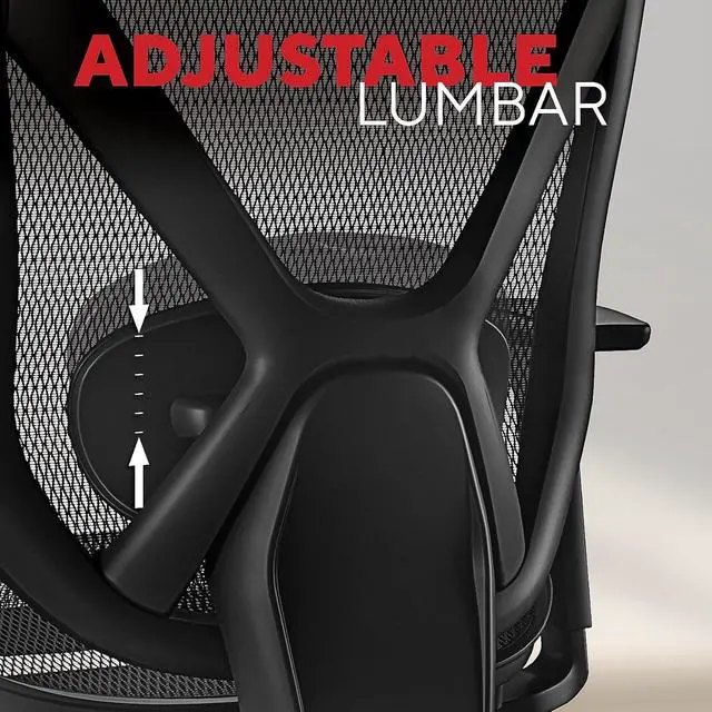 Alt view image 7 of 7 - Dexley Ergonomic Mesh Office Chair - Adjustable Height, Swivel Tilt, Lumbar Support, Black