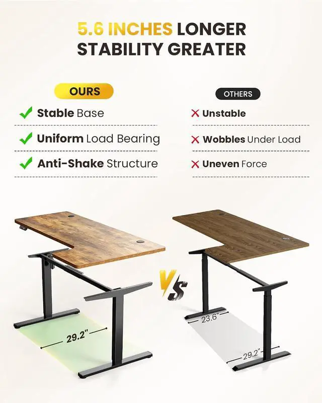 Alt view image 2 of 7 - L-Shaped Standing Desk - 55 Inch Adjustable Corner Desk, Electric Sit-Stand Computer Table with Memory Controller for Home Office