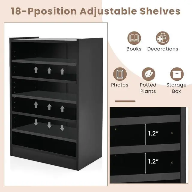 Alt view image 6 of 7 - 3-Tier Open Bookcase Set of 2, Modern 3-Cube Bookshelf with 18-Position Adjustable Shelves & Anti-toppling Devices, Multipurpose Cubical Display Storage Organizer for Living Room Study (2, Black)