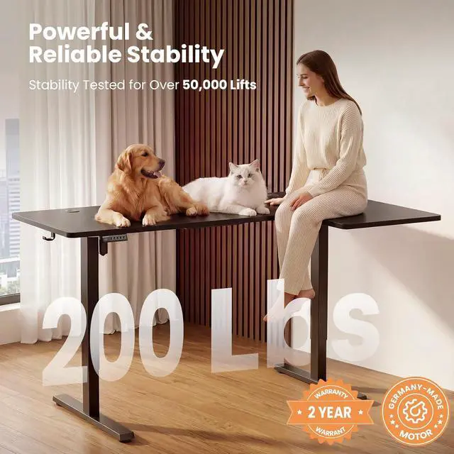 Alt view image 4 of 7 - L-Shaped Standing Desk - 55 Inch Adjustable Corner Desk, Electric Sit-Stand Computer Table with Memory Controller for Home Office
