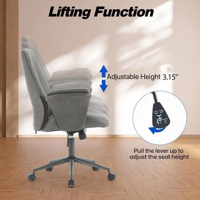 Alt view image 3 of 7 - Home Office Desk Chair Office Ergonomic Computer Chair with Lumbar Support Adjustable Height Rolling Swivel Executive Task Armrests Chair(Dark Grey)