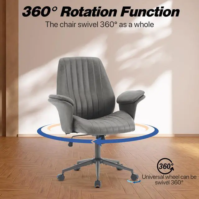Alt view image 4 of 7 - Home Office Desk Chair Office Ergonomic Computer Chair with Lumbar Support Adjustable Height Rolling Swivel Executive Task Armrests Chair(Dark Grey)