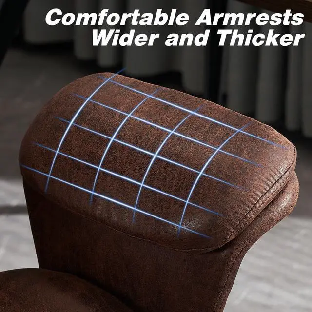 Alt view image 6 of 7 - Home Office Desk Chair Office Ergonomic Computer Chair with Lumbar Support Adjustable Height Rolling Swivel Executive Task Armrests Chair(Brown)