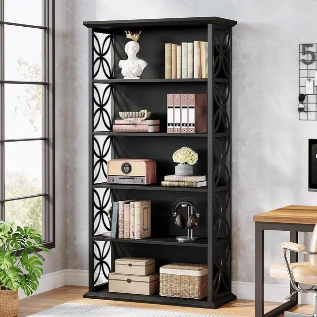 Alt view image 3 of 7 - 6-Tier Tall Bookshelf, 71" Industrial Bookcase with Metal Frame, Freestanding Open Storage Shelves for Home Office, Living Room, Bedroom