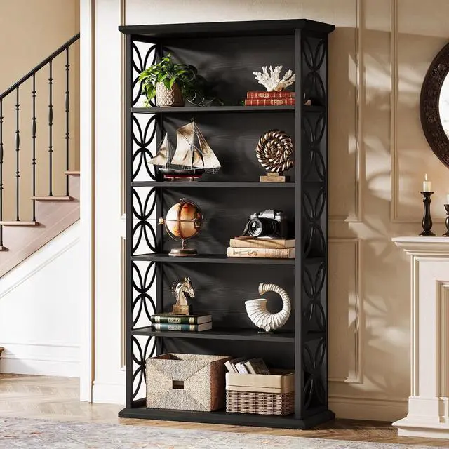 Alt view image 4 of 7 - 6-Tier Tall Bookshelf, 71" Industrial Bookcase with Metal Frame, Freestanding Open Storage Shelves for Home Office, Living Room, Bedroom