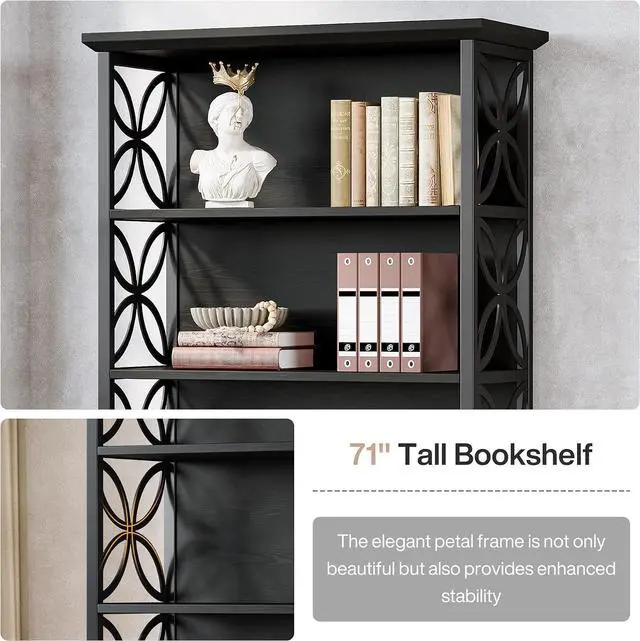 Alt view image 7 of 7 - 6-Tier Tall Bookshelf, 71" Industrial Bookcase with Metal Frame, Freestanding Open Storage Shelves for Home Office, Living Room, Bedroom