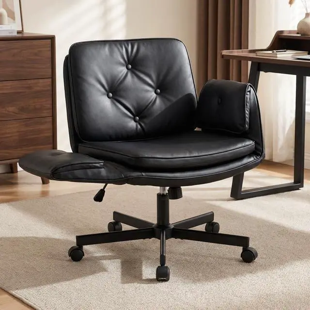 Main image of Swivel Criss Cross Chair, Cross Legged Desk Chair for Home Office Comfortable Chair with Dirt-Proof (Black)