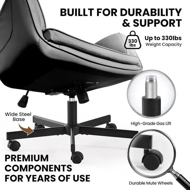Alt view image 4 of 7 - Swivel Criss Cross Chair, Cross Legged Desk Chair for Home Office Comfortable Chair with Dirt-Proof (Black)