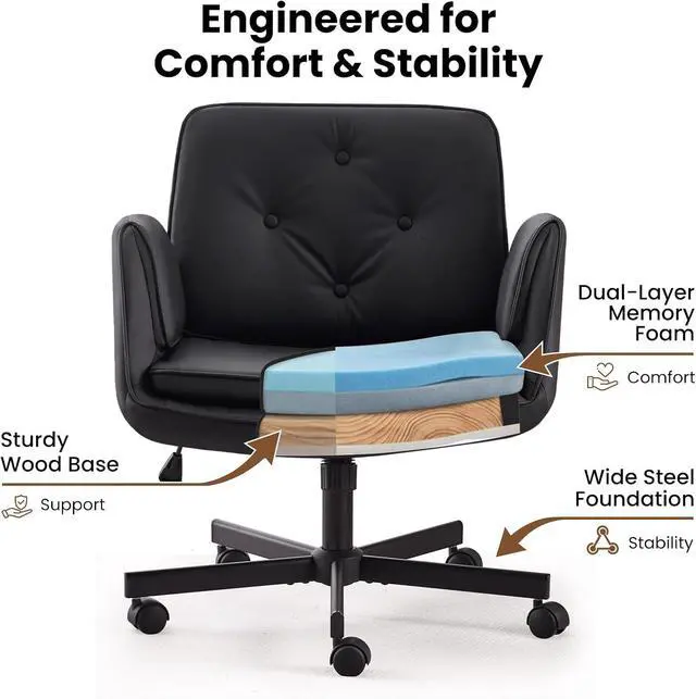 Alt view image 7 of 7 - Swivel Criss Cross Chair, Cross Legged Desk Chair for Home Office Comfortable Chair with Dirt-Proof (Black)