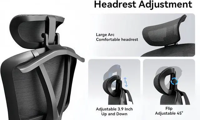 Alt view image 5 of 7 - Ergonomic Mesh Office Chair, 400 lb Capacity for Work & Gaming | Mesh back and memory foam seat provide comfort, while adjustable headrest and lumbar support ease strain