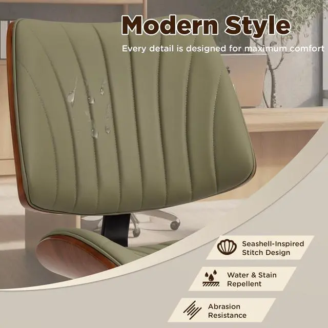 Alt view image 7 of 7 - Armless Office Desk Chair,Wooden Back Small Office Desk Chair No Arms Adjustable Height Modern Armless Chairs with Swivel Wheels for Small Spaces,Green