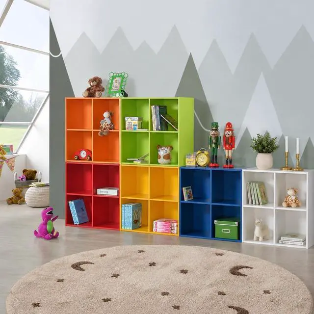 Alt view image 5 of 6 - White Wood 4 Cube Organizer Storage Bookcase