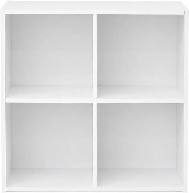 Alt view image 6 of 6 - White Wood 4 Cube Organizer Storage Bookcase