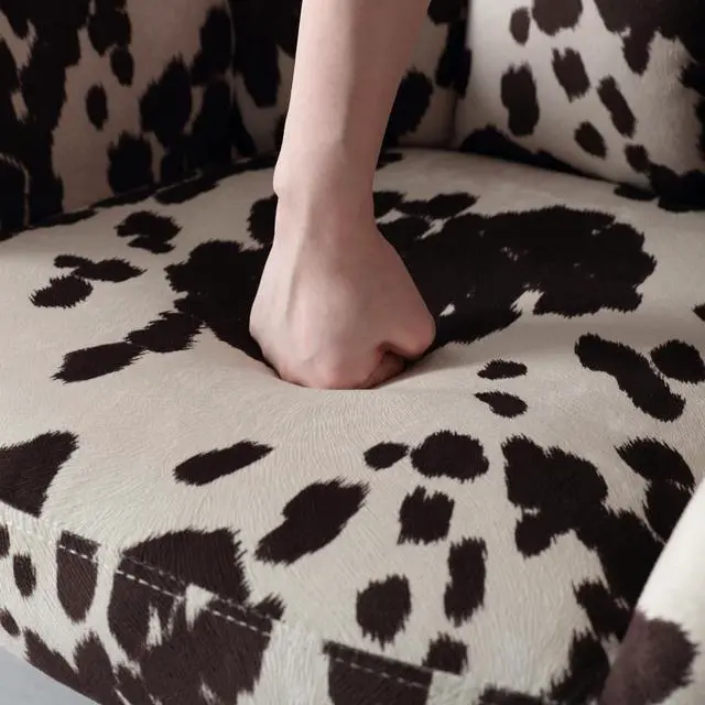 Alt view image 5 of 7 - Cow Print Chair Modern Velvet Office Desk Chair with Armrest, Height Adjustable Wide Seat Computer Task Chair for Home Office, Mid Back Accent Chair, Cow