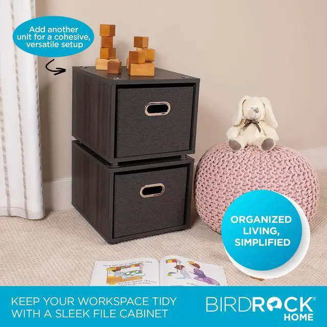 Alt view image 4 of 12 - Rolling File Cabinet Decorative Storage Shelf w/Removable Bins, Handles, and Wheels Organize Files, Books, Toys, Under Desk Office Solution, Modern Design - 1 Lateral Drawer, Gray