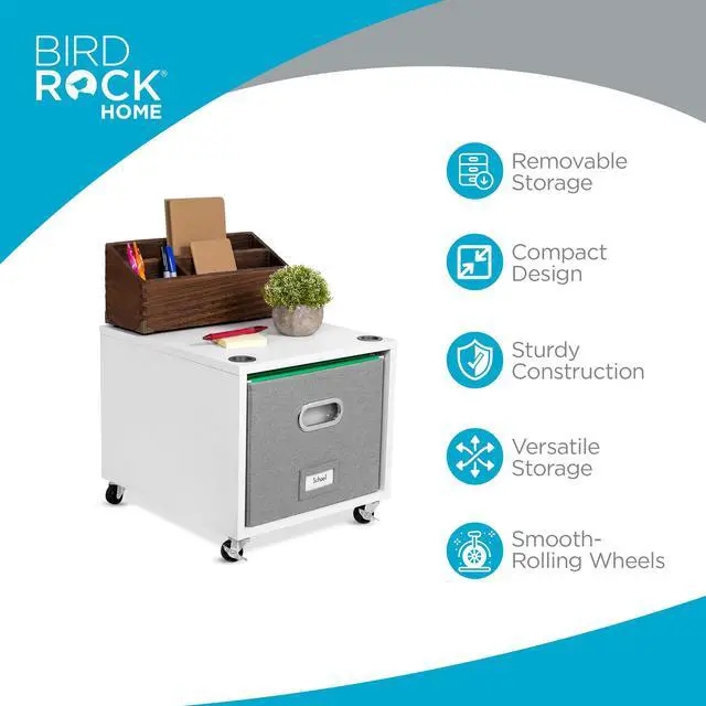 Alt view image 6 of 6 - Rolling File Cabinet Decorative Storage Shelf w/Removable Bins, Handles, and Wheels Organize Files, Books, Toys, Under Desk Office Solution, Modern Design - 1 Lateral Drawer, White