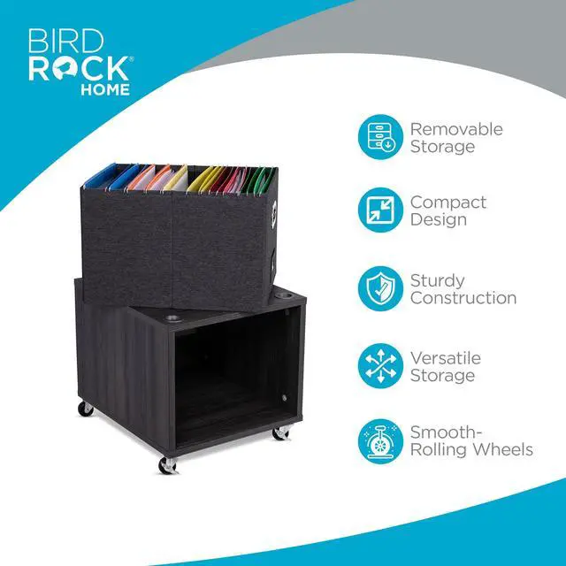Alt view image 6 of 6 - Rolling File Cabinet Decorative Storage Shelf w/Removable Bins, Handles, and Wheels Organize Files, Books, Toys, Under Desk Office Solution, Modern Design - 1 Lateral Drawer, Gray