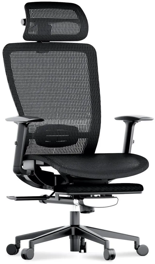 Main image of OC3 Air Ergonomic Office Chair with Footrest, Mesh Back Computer Chair, Home Office Desk Chairs, with Adjustable Lumbar Support/3D Headrest/Reliable Base, Mesh Seat Cushion, Black, Air-F