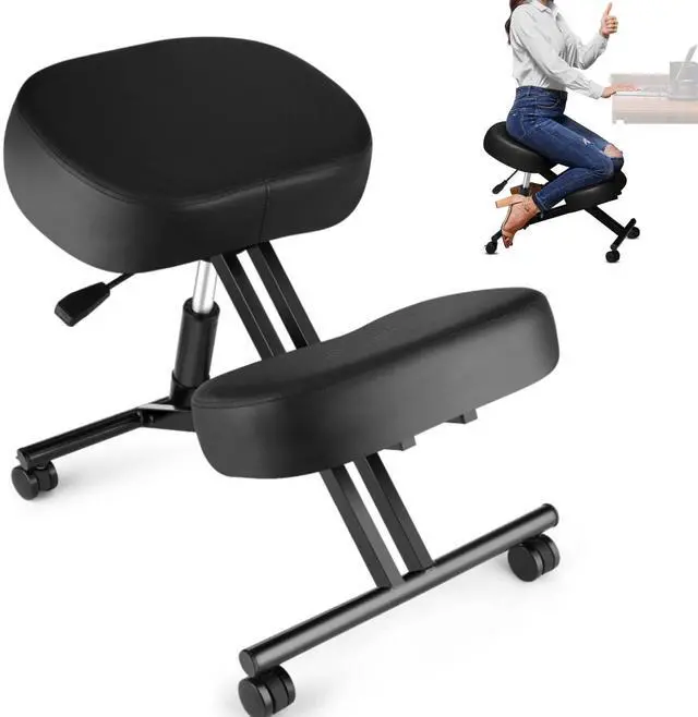 Main image of Ergonomic Kneeling Chair, Meditation Chair with Height Adjustable and Cushion for Home and Office, Posture Office Stool with an Angled Seat and Casters
