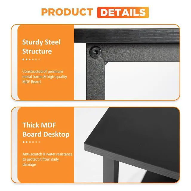 Alt view image 6 of 6 - 39 Inch L-Shaped Computer Desk,Gaming Desk with Durable Metal Frame,Corner Desk with Reversible Storage Shelves for Home Office Gaming Study,Black (39 inch)
