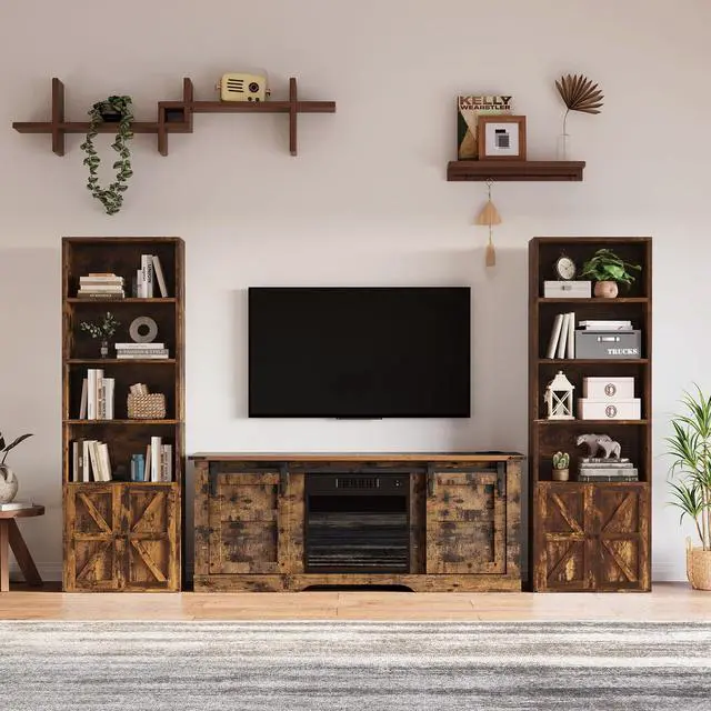 Alt view image 4 of 6 - Bookshelf Bookcase with Doors, 6 Tier 71" Tall Wooden Storage Shelves Organizer, Floor Standing Display Cabinet Shelves, Home Decor Furniture for Home Office, Living Room, Bedroom, Brown