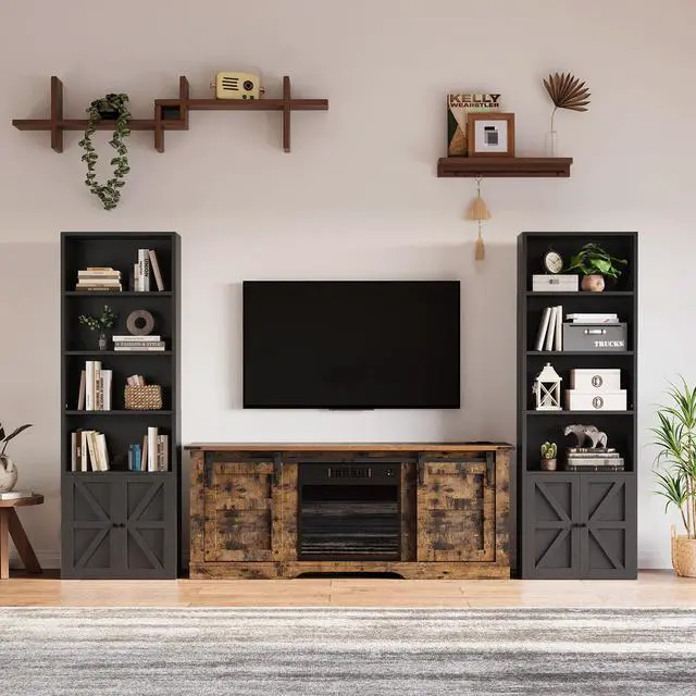 Alt view image 4 of 6 - Bookshelf Bookcase with Doors, 6 Tier 71" Tall Wooden Storage Shelves Organizer, Floor Standing Display Cabinet Shelves, Home Decor Furniture for Home Office, Living Room, Bedroom, Black