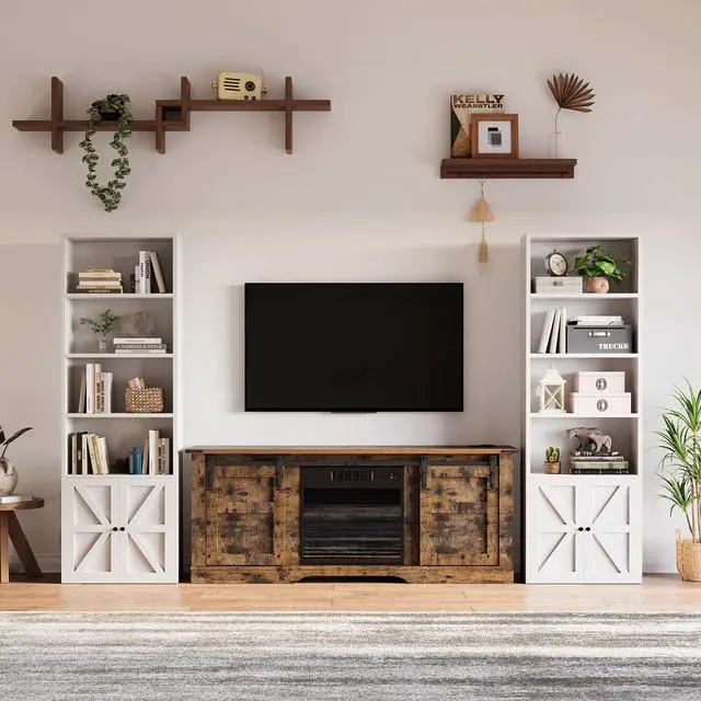 Alt view image 5 of 5 - 6-Tier Bookshelf and Bookcase Set of 2, Wooden Bookshelves with Cabinet Doors, Floor Bookshelves and Office Storage Cabinets for Home Office, Living Room (White 2 Pack, 6-Tier)